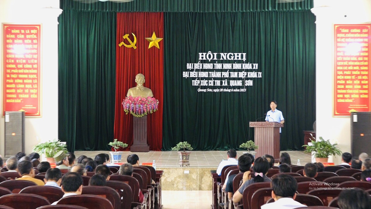 Hội nghị tiếp xúc cử tri trước kỳ họp thường lệ giữa năm 2023, HĐND tỉnh khóa XV và HĐND thành phố khóa IX với cử tri xã Quang Sơn            