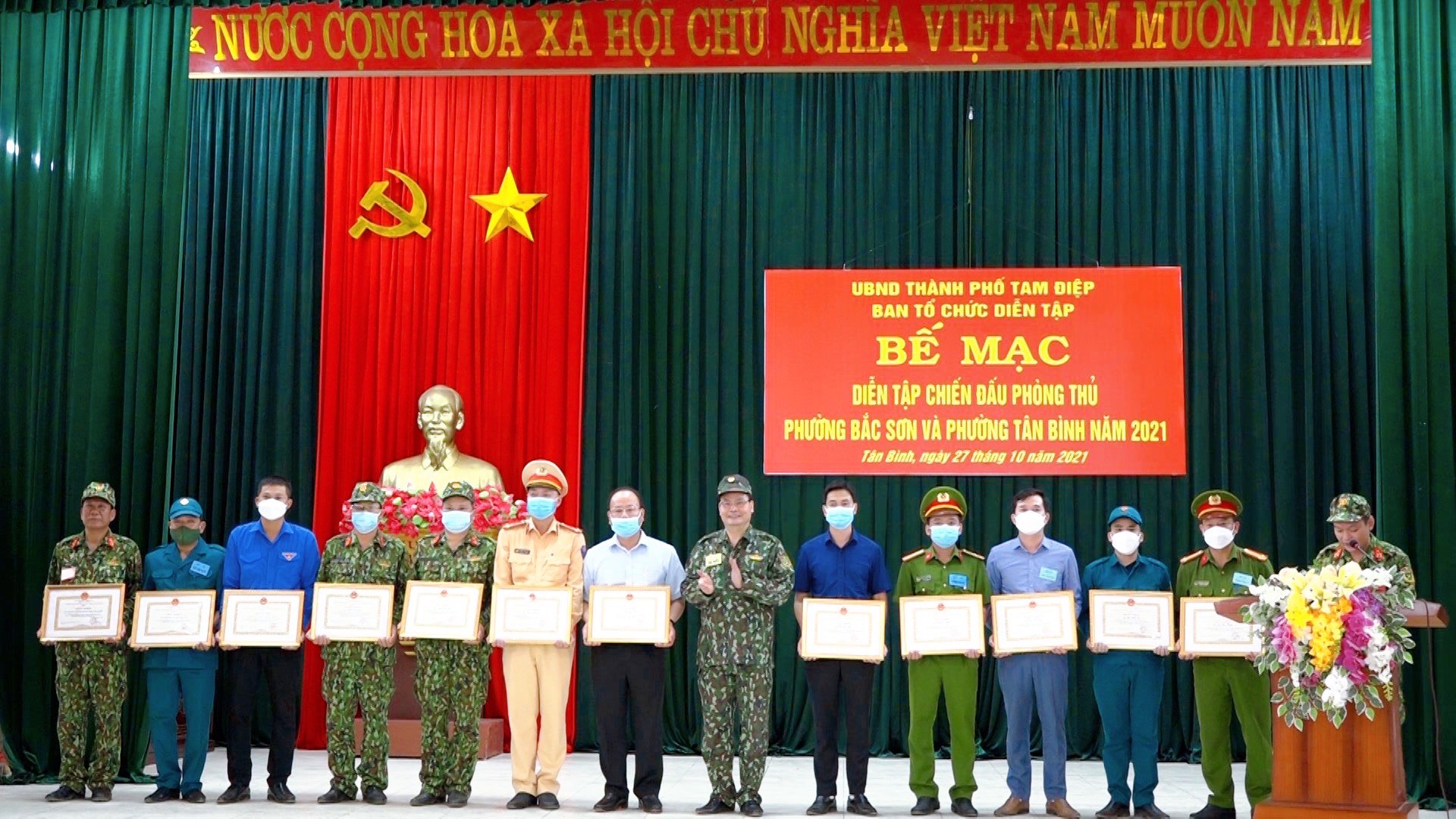 Thành phố Tam Điệp tổ chức diễn tập chiến đấu phòng thủ phường Bắc Sơn, phường Tân Bình năm 2021